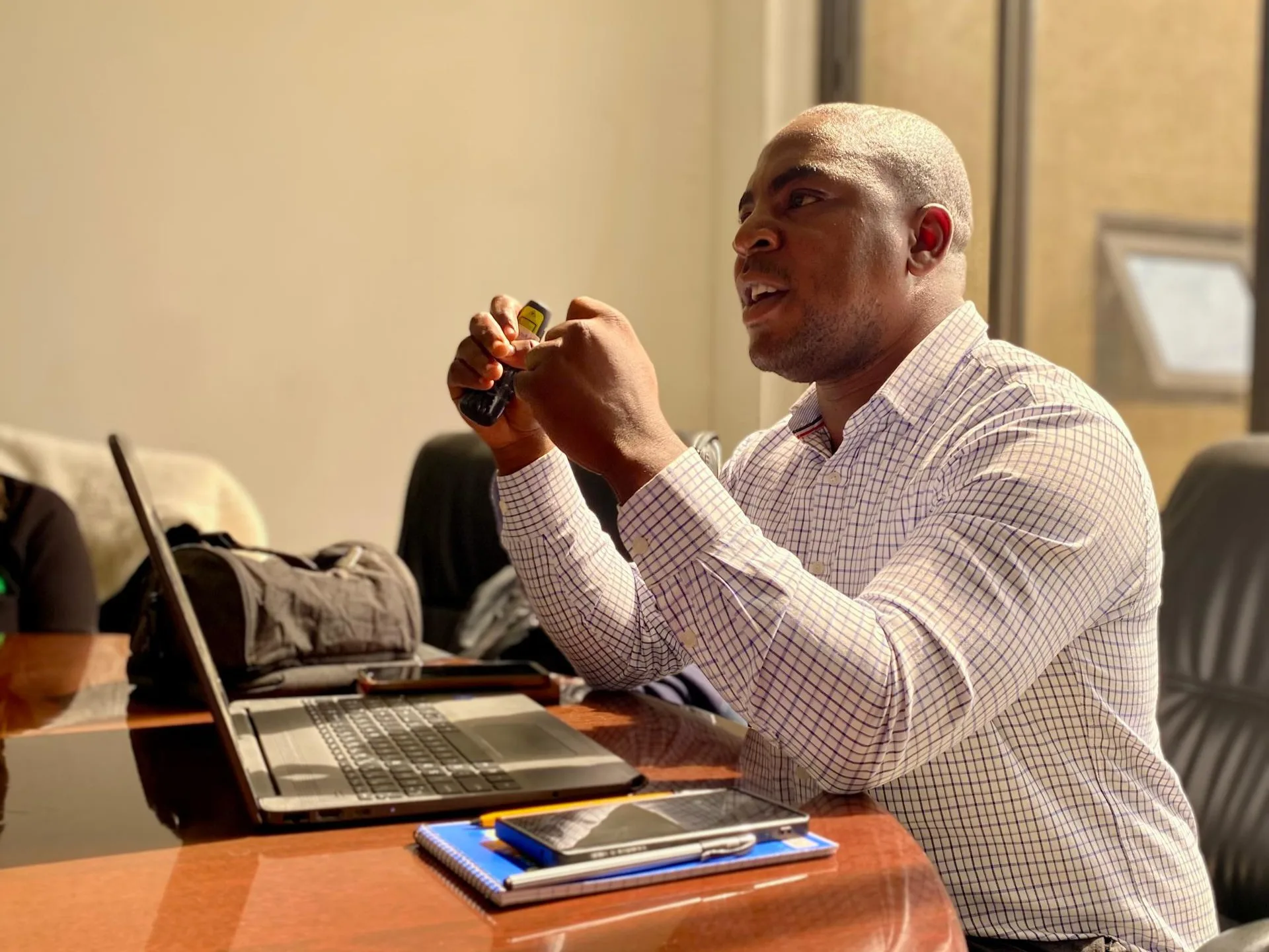 DNPW Ecologist Patrick Mulenga during the environmental talk on mining in protected areas held in Chirundu