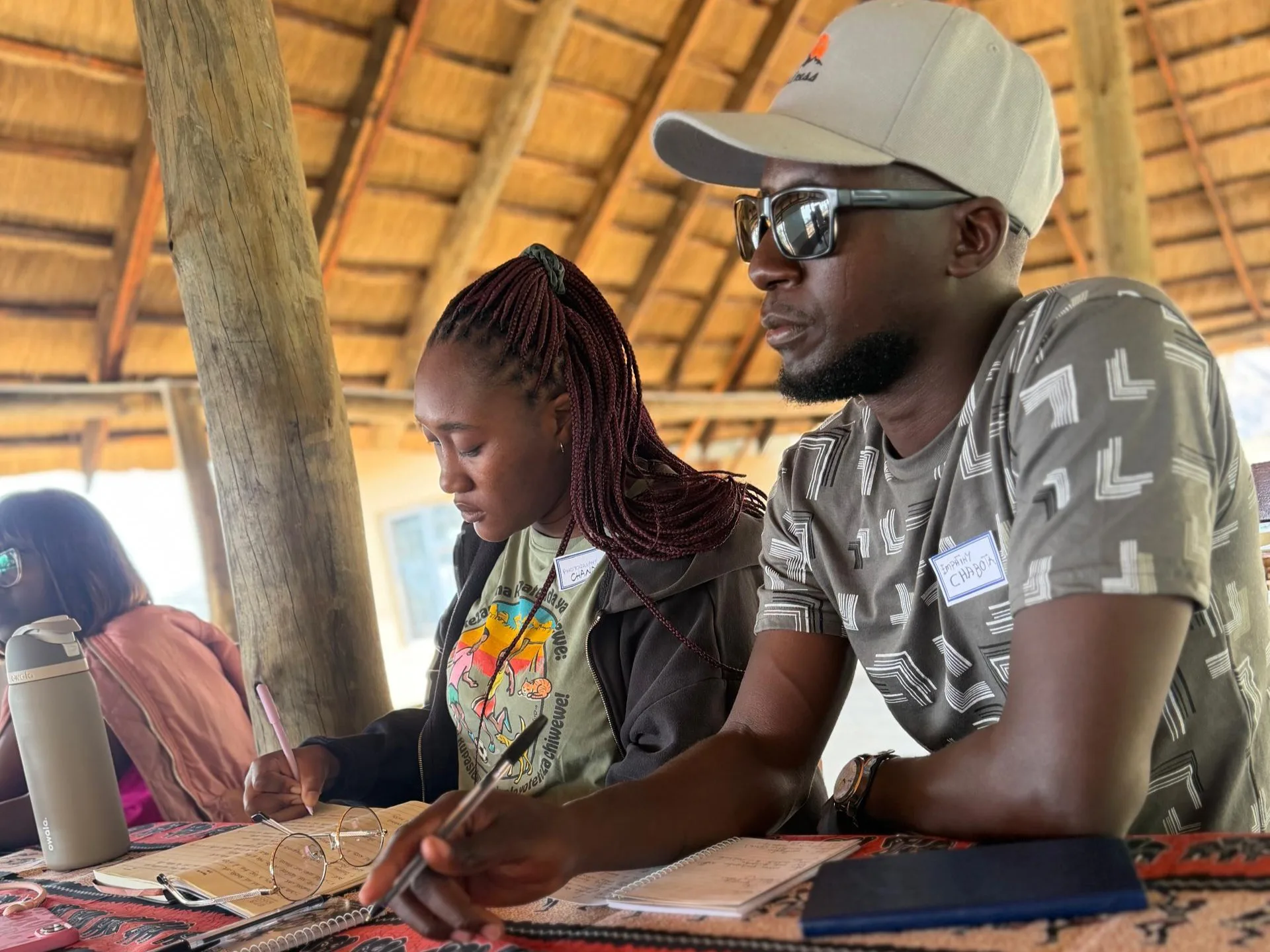 W4C leaders Chanda and Chabota during the recent GLE training.